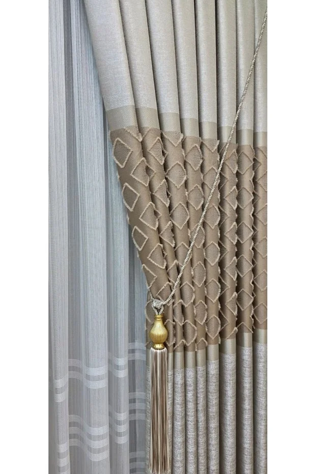 İSSA FON PERDE BEJ FİZON RENGİ(TEK KANAT) (SIK PİLE)( 1X3 )